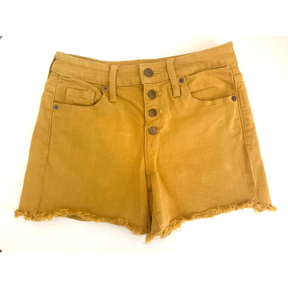 Universal Thread High-Rise Midi Shorts Golden Yellow Cut-Off Shorts Size 0 (25)